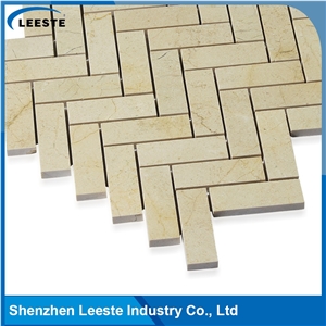 Crema Marfil Marble Polished Herringbone 1"X3"Mm Marble Mosaic Tiles