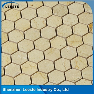 Crema Marfil Marble Polished Hexagon 1"X1"Mm Marble Mosaic Tiles