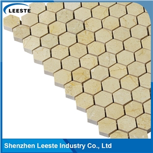 Crema Marfil Marble Polished Hexagon 1"X1"Mm Marble Mosaic Tiles