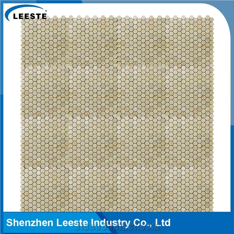 Crema Marfil Marble Polished Hexagon 1"X1"Mm Marble Mosaic Tiles