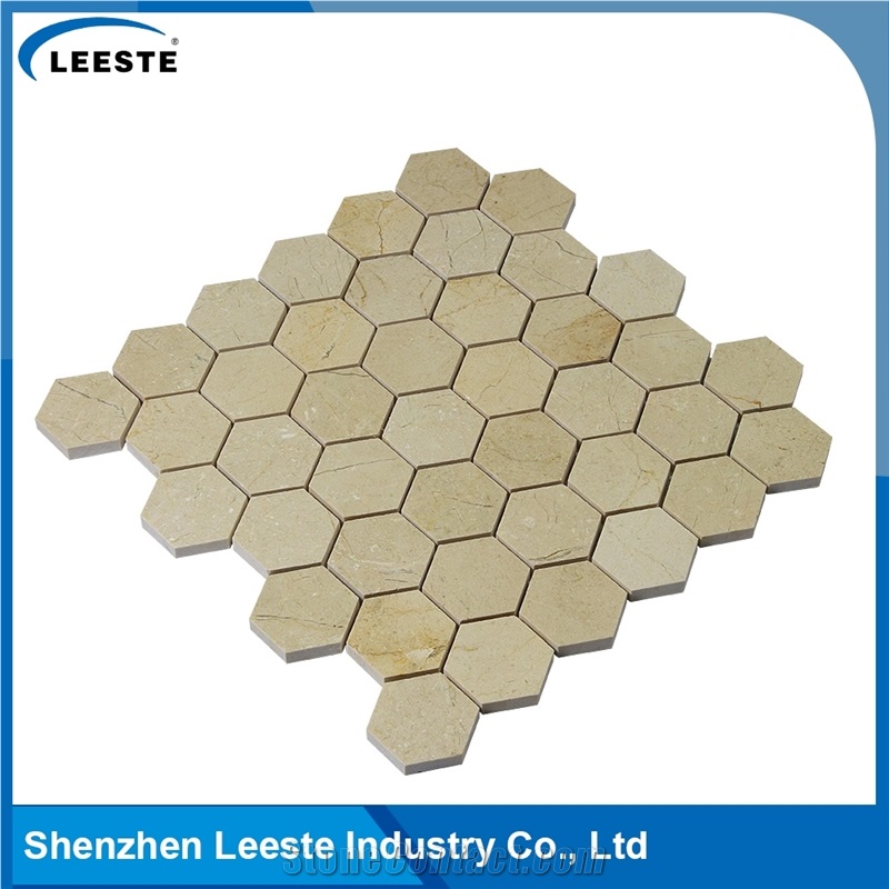 Crema Marfil Marble Polished Hexagon 2"X2"Mm Marble Mosaic Tiles