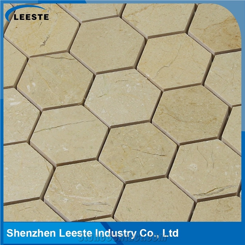 Crema Marfil Marble Polished Hexagon 2"X2"Mm Marble Mosaic Tiles