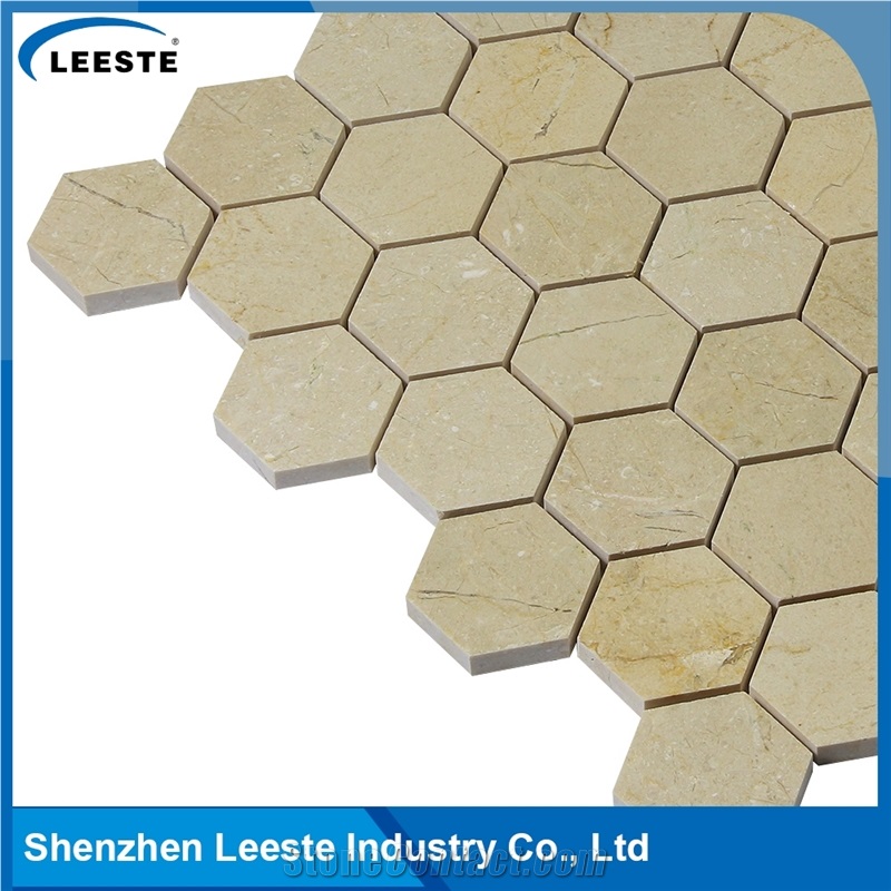 Crema Marfil Marble Polished Hexagon 2"X2"Mm Marble Mosaic Tiles