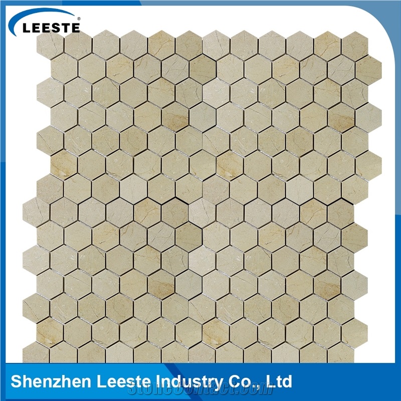 Crema Marfil Marble Polished Hexagon 2"X2"Mm Marble Mosaic Tiles