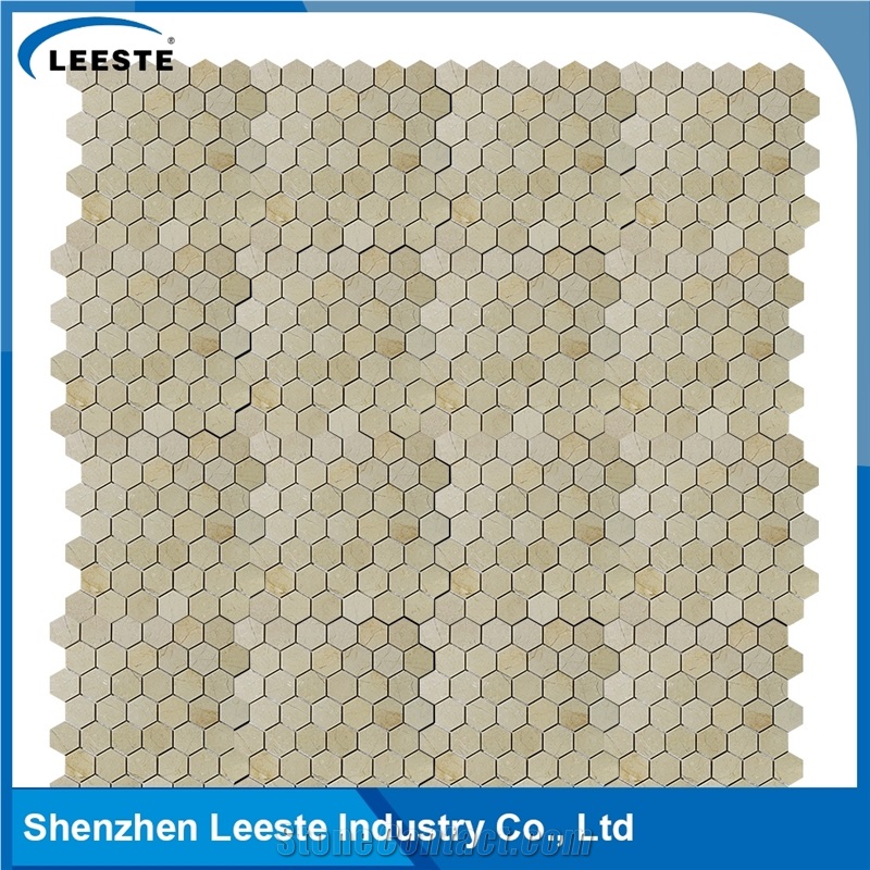 Crema Marfil Marble Polished Hexagon 2"X2"Mm Marble Mosaic Tiles