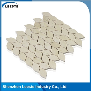 Crema Marfil Marble Polished Leaf Marble Mosaic Tiles