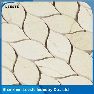 Crema Marfil Marble Polished Leaf Marble Mosaic Tiles