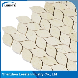 Crema Marfil Marble Polished Leaf Marble Mosaic Tiles