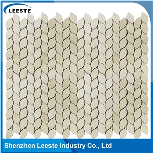 Crema Marfil Marble Polished Leaf Marble Mosaic Tiles