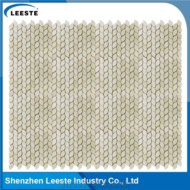 Crema Marfil Marble Polished Leaf Marble Mosaic Tiles
