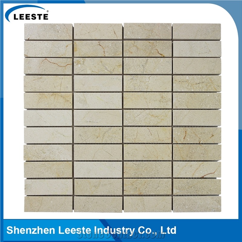 Crema Marfil Marble Polished Rectangle Stacked Marble Mosaic Tiles