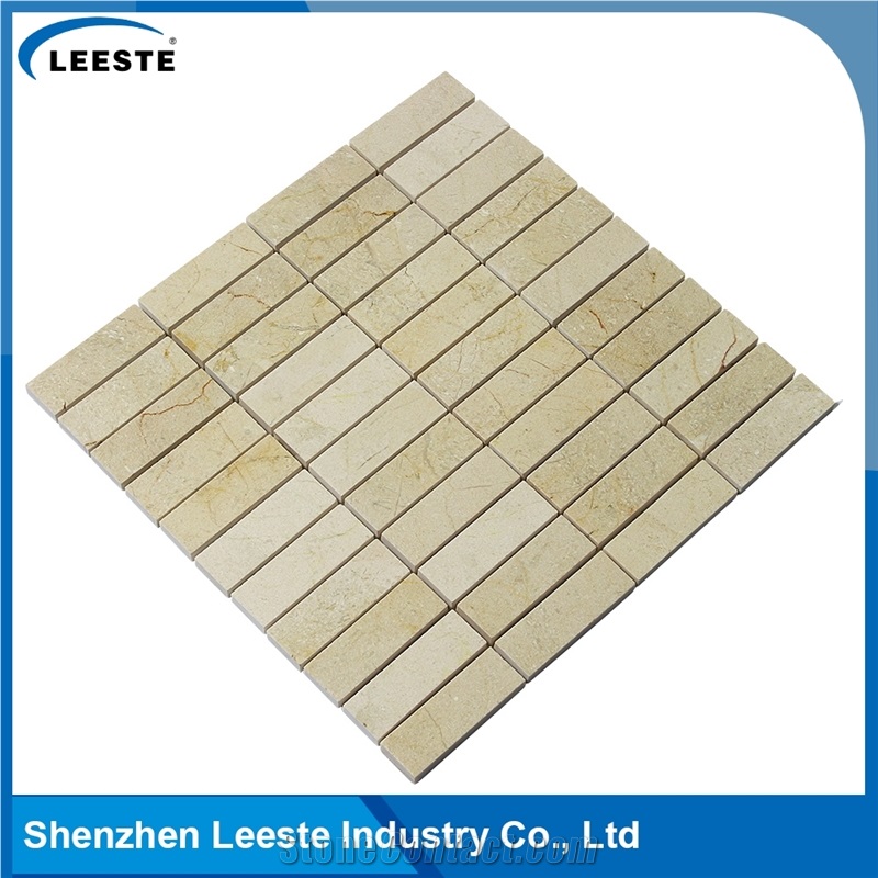 Crema Marfil Marble Polished Rectangle Stacked Marble Mosaic Tiles
