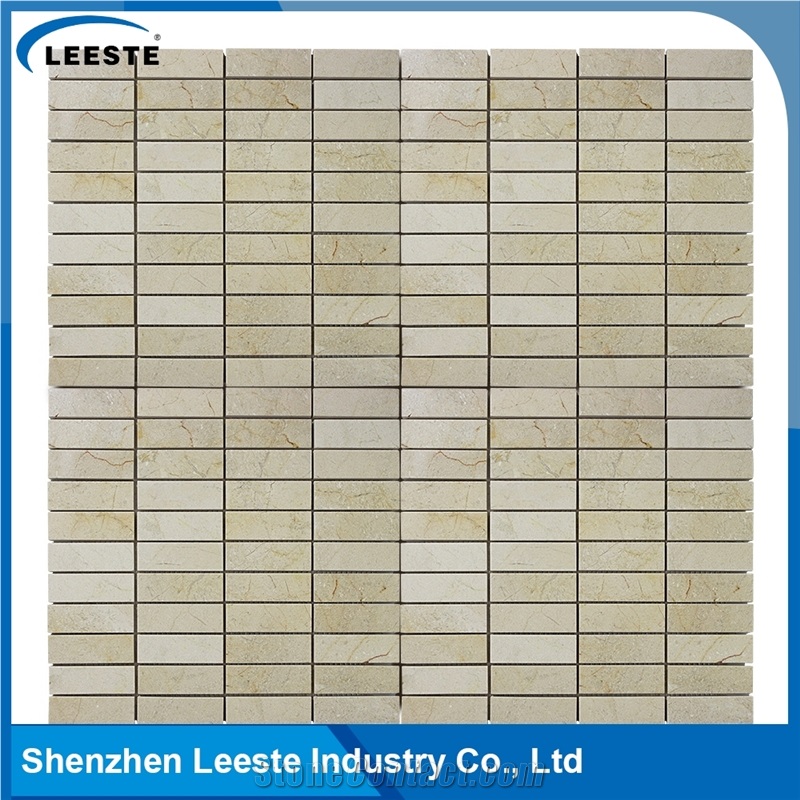Crema Marfil Marble Polished Rectangle Stacked Marble Mosaic Tiles