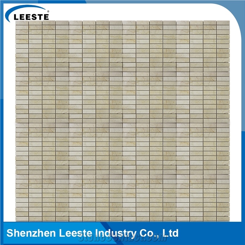 Crema Marfil Marble Polished Rectangle Stacked Marble Mosaic Tiles