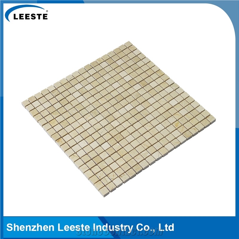 Crema Marfil Marble Polished Square 0.5"X0.5"Mm Marble Mosaic Tiles