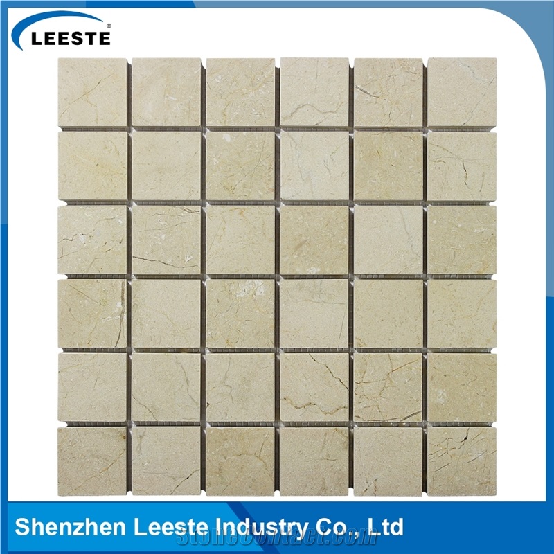 Crema Marfil Marble Polished Square 2"X2"Mm Marble Mosaic Tiles