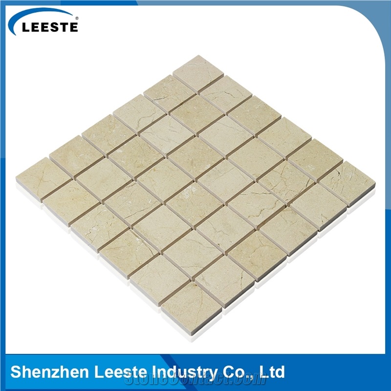 Crema Marfil Marble Polished Square 2"X2"Mm Marble Mosaic Tiles