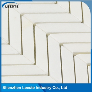 Made in China Herringbone Pattern Royal White Marble Mosaic Tiles