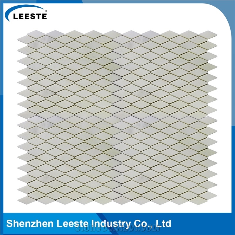 Modern Style Diamond Pattern Royal White Marble Mosaic for Wall