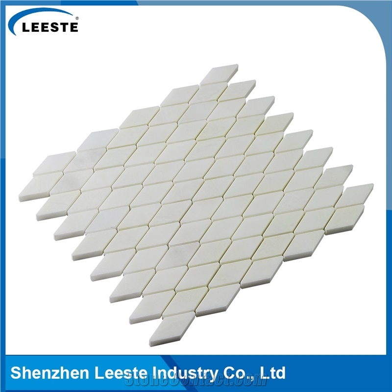 Modern Style Diamond Pattern Royal White Marble Mosaic for Wall