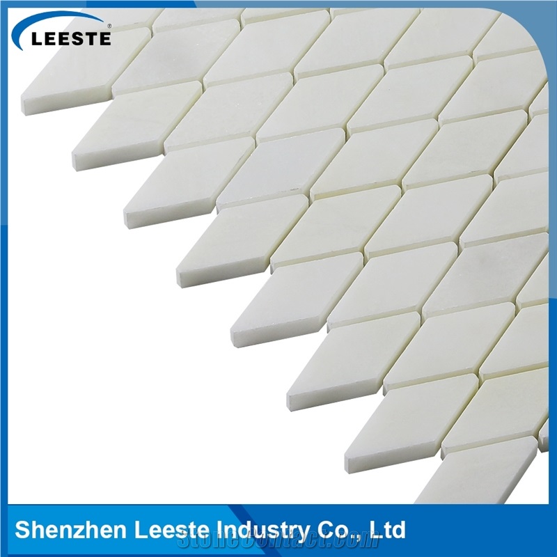 Modern Style Diamond Pattern Royal White Marble Mosaic for Wall