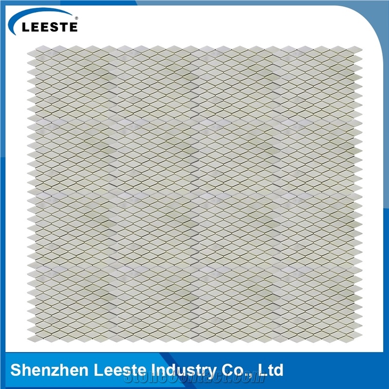 Modern Style Diamond Pattern Royal White Marble Mosaic for Wall