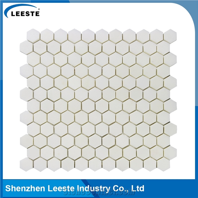 Modern Style Hexagon Royal White Marble Mosaic for Wall
