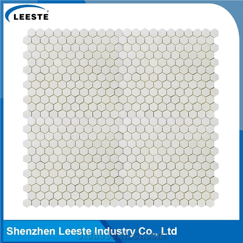 Modern Style Hexagon Royal White Marble Mosaic for Wall