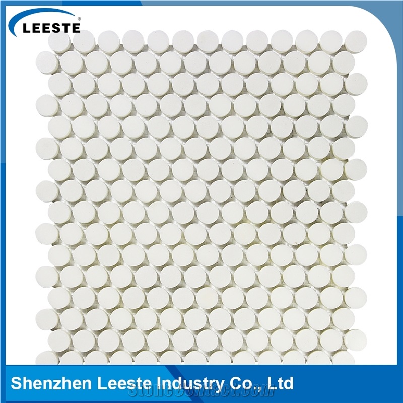 Penny Round Good Quality White Thassos Marble Tile for Decor