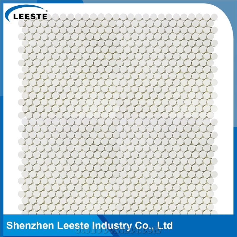 Penny Round Good Quality White Thassos Marble Tile for Decor