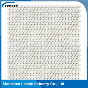 Penny Round Good Quality White Thassos Marble Tile for Decor