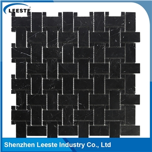 Polished Arabesque Basketweave Black Marble Mosiac Backsplash Tile Polished Arabesque Basketweave Black Marble Mosiac Backsplash Tile