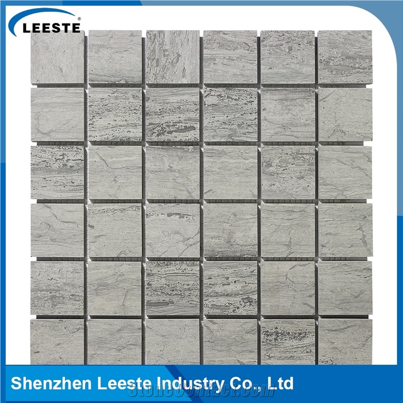 Polished Blue Wood Marble Mosaic Square Design,Own Factory Hot Mosaic