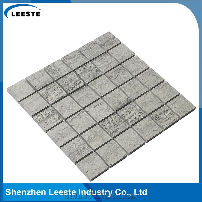 Polished Blue Wood Marble Mosaic Square Design,Own Factory Hot Mosaic