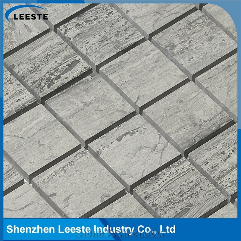 Polished Blue Wood Marble Mosaic Square Design,Own Factory Hot Mosaic