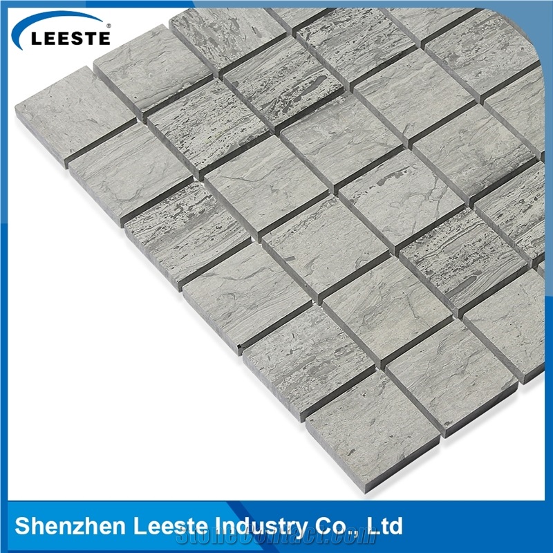 Polished Blue Wood Marble Mosaic Square Design,Own Factory Hot Mosaic