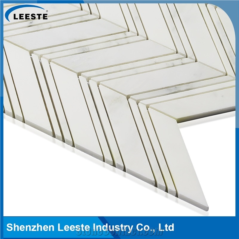 Professional Design Chevron Pattern Royal White Marble Mosaic