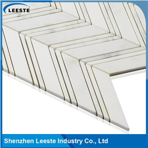 Professional Design Chevron Pattern Royal White Marble Mosaic