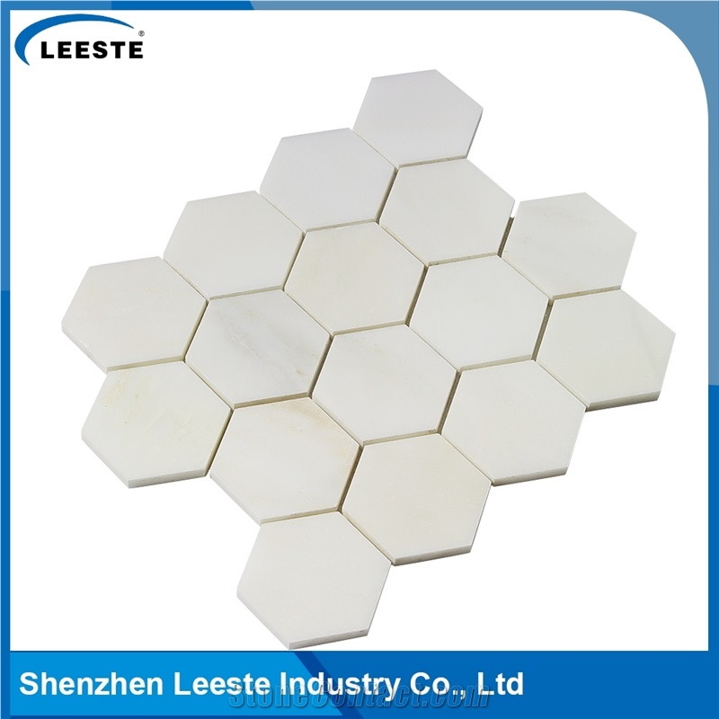 Professional Design Hexagon Pattern Royal White Marble Mosaic