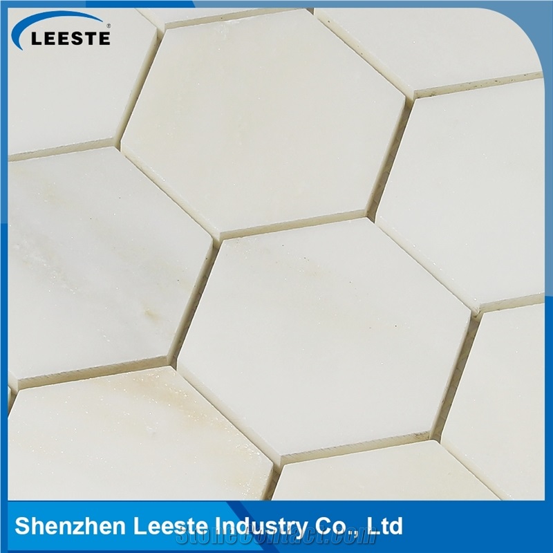 Professional Design Hexagon Pattern Royal White Marble Mosaic