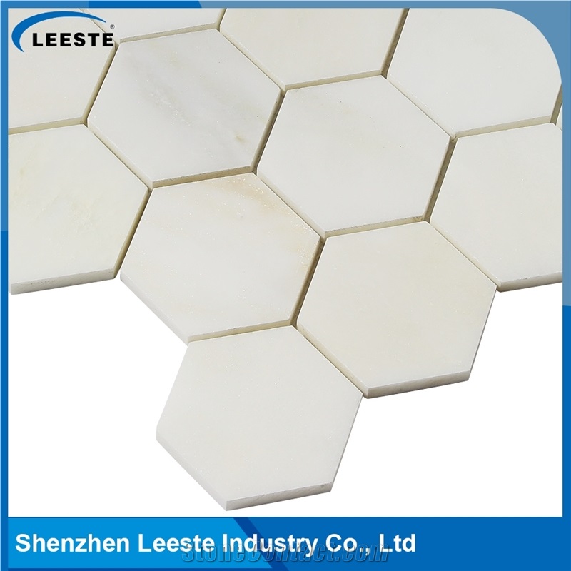 Professional Design Hexagon Pattern Royal White Marble Mosaic