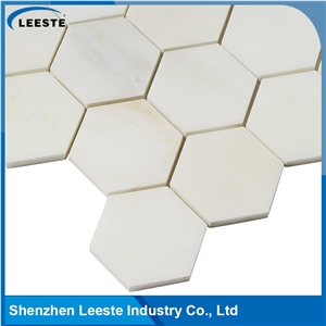 Professional Design Hexagon Pattern Royal White Marble Mosaic