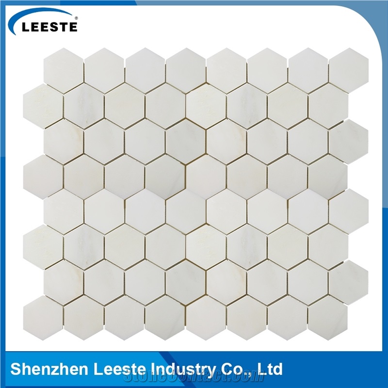 Professional Design Hexagon Pattern Royal White Marble Mosaic