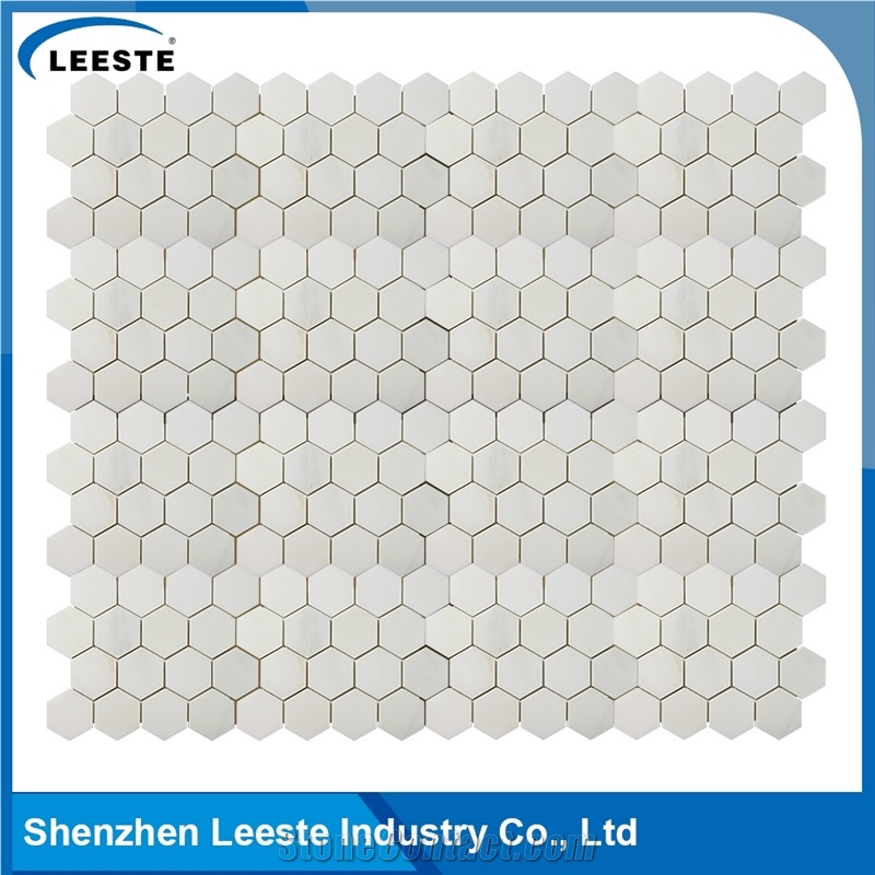 Professional Design Hexagon Pattern Royal White Marble Mosaic