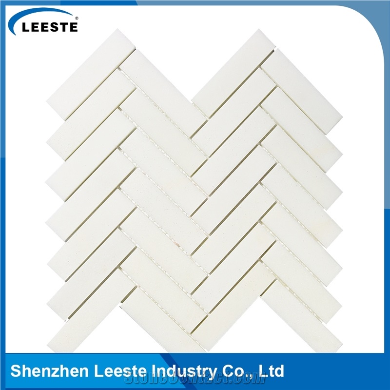 Top Quality Herringbone 1x4 Chinese Thassos White Marble Tile