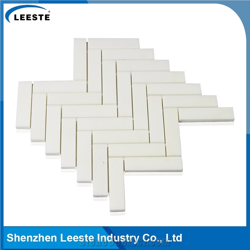 Top Quality Herringbone 1x4 Chinese Thassos White Marble Tile