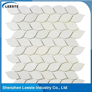 White Irregular Leaf Shape Royal White Marble Mosaic Tile for Bathroom
