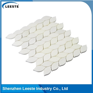 White Irregular Leaf Shape Royal White Marble Mosaic Tile for Bathroom