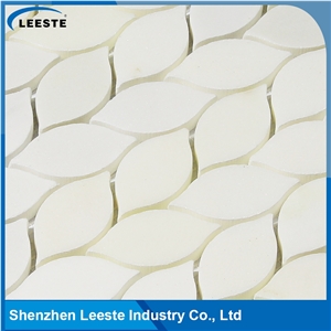 White Irregular Leaf Shape Royal White Marble Mosaic Tile for Bathroom