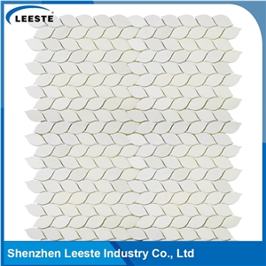 White Irregular Leaf Shape Royal White Marble Mosaic Tile for Bathroom